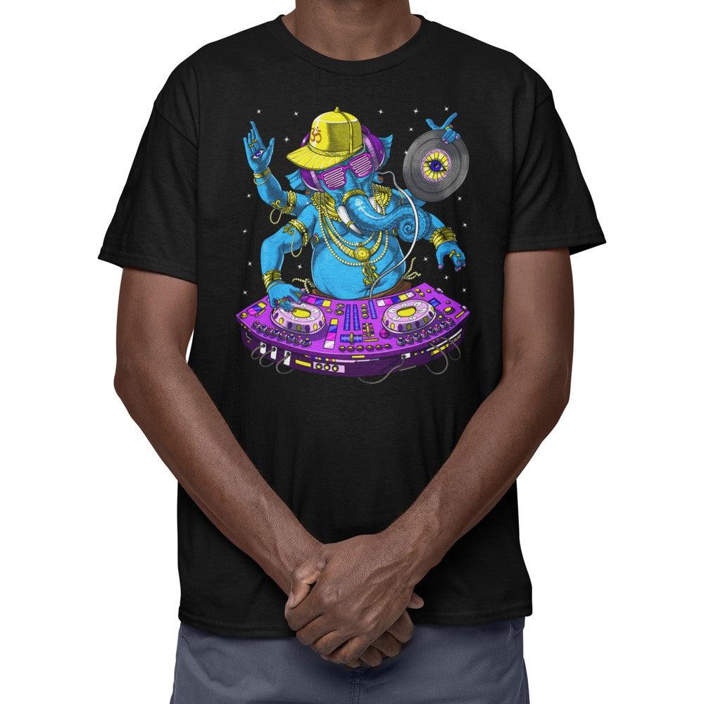 Psychedelic Ganesha Shirt, Ganesha DJ T-Shirt, Psytrance Music DJ Tee,Hindu Clothing, EDM Music DJ Clothing, Synthesizer Player Shirt, Techno DJ T-Shirt - Psychonautica Store