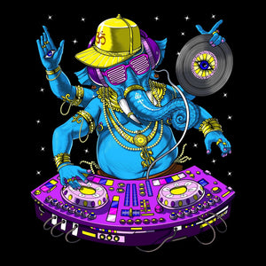 Ganesha DJ, Psychedelic Ganesha, EDM DJ, Hindu Deity Ganesha, Dubstep DJ, Synth Player, Techno Music DJ, Hinduism God Ganesha - Psychonautica Store