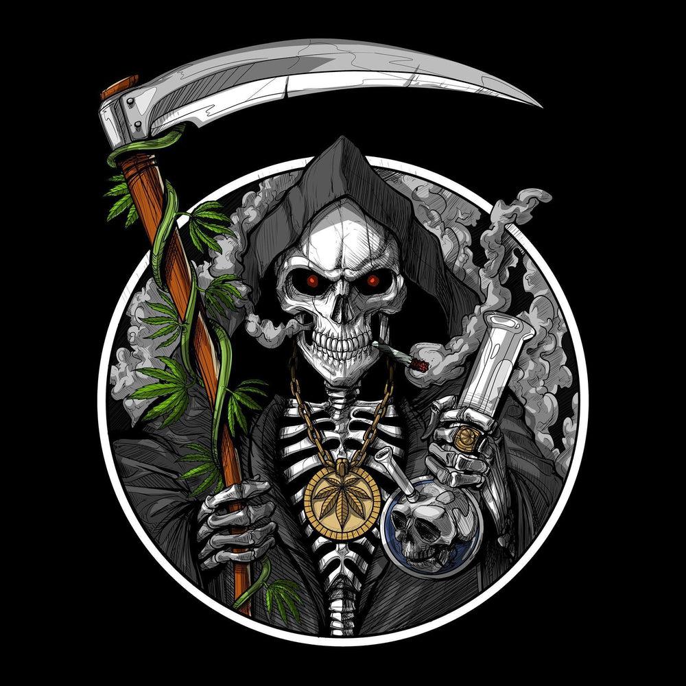 Grim Reaper Smoking Weed, Psychedelic Grim Reaper, Grim Reaper Stoner - Psychonautica Store