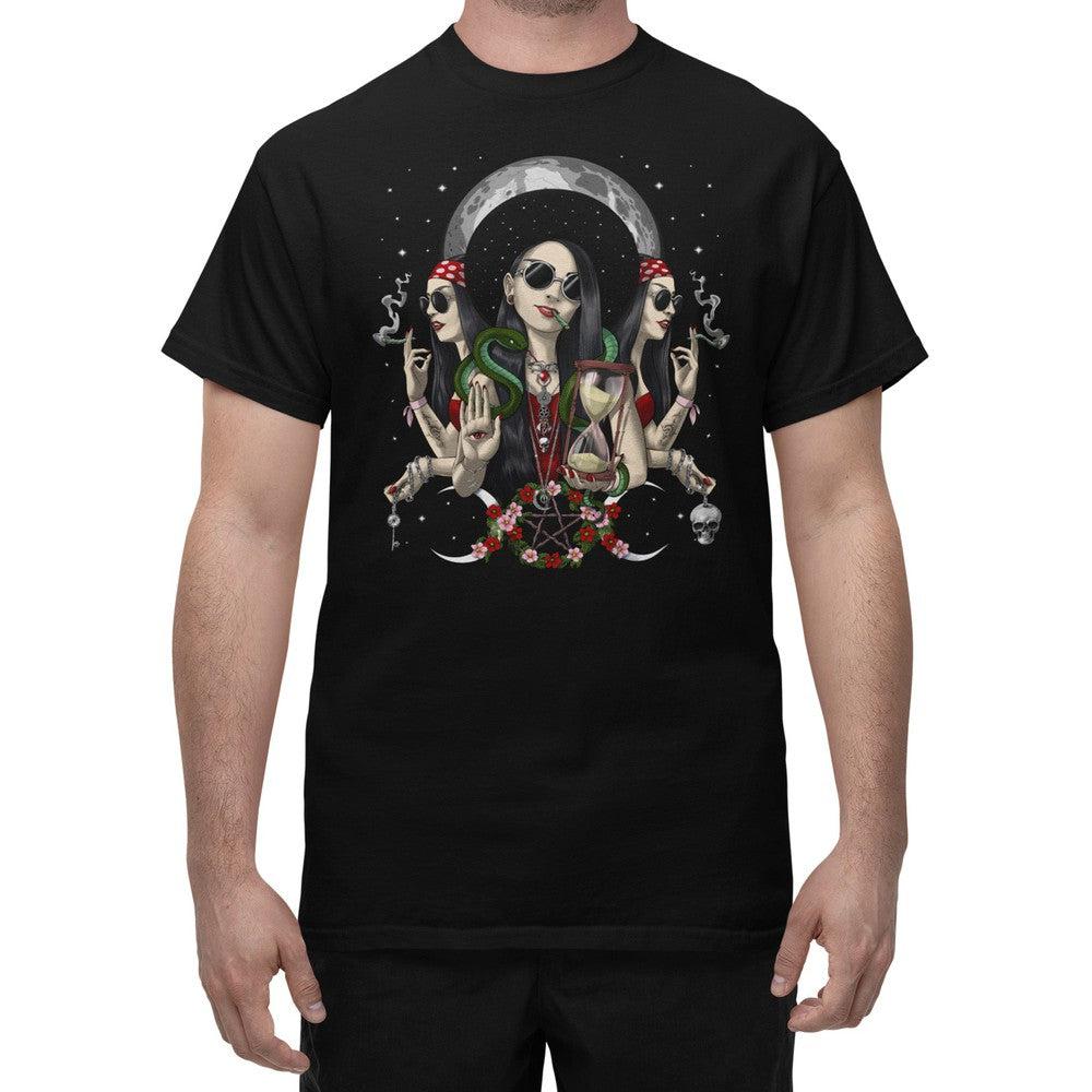Hecate T-Shirt, Triple Moon Goddess Shirt, Hecate Clothing, Hecate Goddess Tee, Hecate Clothes, Moon Goddess T-Shirt, Gothic Clothes, Gothic Clothing - Psychonautica Store