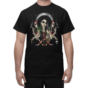 Hecate T-Shirt, Triple Moon Goddess Shirt, Hecate Clothing, Hecate Goddess Tee, Hecate Clothes, Moon Goddess T-Shirt, Gothic Clothes, Gothic Clothing - Psychonautica Store