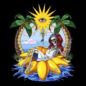 Hippie Skeleton, Hippie Summer, Psychedelic Skeleton, Hippie Sunflower, Summer Vacation, Hippie Summer Beach - Psychonautica Store
