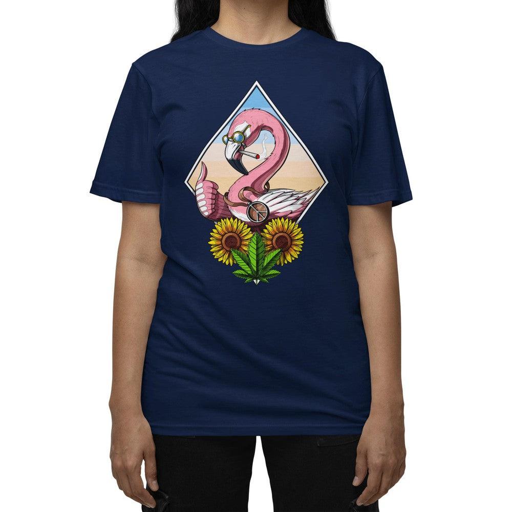 Flamingo Weed Shirt, Hippie T-Shirt, Stoner Clothes, Cannabis Tee, Marijuana Tee, Flamingo Smoking Weed - Psychonautica Store
