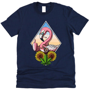 Flamingo Weed Shirt, Hippie T-Shirt, Stoner Clothes, Cannabis Tee, Marijuana Tee, Flamingo Smoking Weed - Psychonautica Store