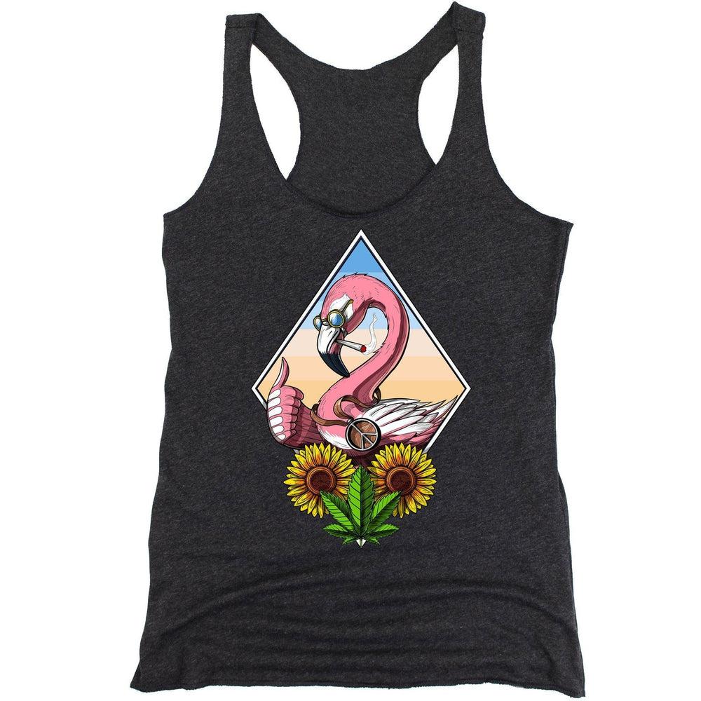 Flamingo Womens Tank, Hippie Tank, Stoner Tank Top, Festival Clothing, Flamingo Smoking Weed - Psychonautica Store