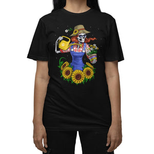 Hippie Skeleton T-Shirt, Gardening T-Shirt, Funny Gardener Shirt, Sunflowers T-Shirt, Sunflowers T-Shirt, Floral Hippie Clothes, Hippie Clothes - Psychonautica Store
