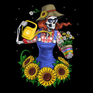 Hippie Skeleton T-Shirt, Gardening T-Shirt, Gardener Shirt, Sunflowers Shirt, Skeleton Hippie T-Shirt, Hippie Floral Clothes, Hippie Flowers Clothes, Sunflower Clothes - Psychonautica Store
