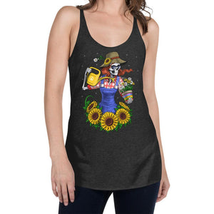 Hippie Tank Top, Gardening Womens Tank, Gardener Tank, Sunflowers Tank Top, Skeleton Hippie Tank, Floral Hippie Clothes, Hippie Clothes - Psychonautica Store