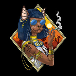 Egyptian Goddess Bastet, Bastet Hippie Stoner, Egyptian Mythology Cat Deity, Egyptian Bastet Cat, Ancient Egyptian Queen - Psychonautica Store