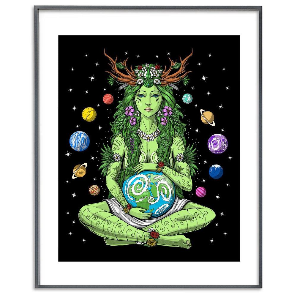 Hippie Art Print, Gaia Poster, Mother Earth Poster, Mother Nature Poster, Nature Spirit Poster, Forest Spirit Wall Decor - Psychonautica Store