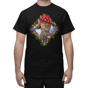 Hippie T-Shirt, Mushroom T-Shirt, Mushroom Cat Shirt, Cottagecore Shirt, Magic Mushroom Shirt, Mushroom Shirt, Amanita Muscaria T-Shirt, Mushroom Clothing - Psychonautica Store