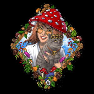 Mushroom Cat ,Hippie Mushroom, Cottagecore Mushroom, Magic Mushrooms, Amanita Muscaria, Fairycore - Psychonautica Store