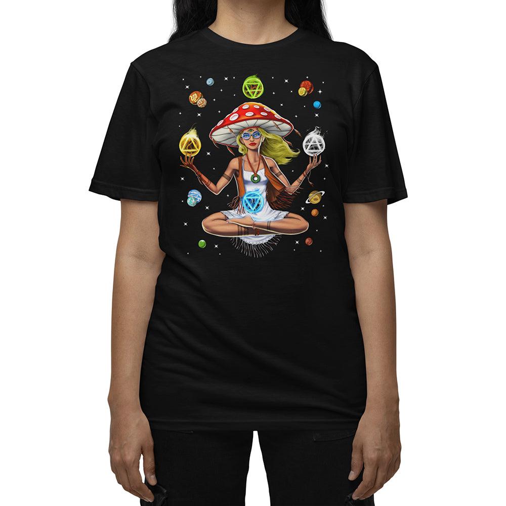 Magic Mushroom Meditation Shirt, Hippie Mushroom Shirt, Psychedelic Mushroom Shirt, Trippy Mushroom Shirt, Yoga Mushroom Shirt, Mushroom Fantasy Shirt, Psychedelic Mushroom Shirt - Psychonautica Store