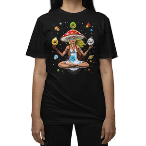 Mushroom Hippie Shirt, Magic Mushroom Shirt, Amanita Muscaria Shirt, Trippy Mushroom Shirt, Yoga Shirt, Hippie Girl Shirt, Hippie T-Shirt - Psychonautica Store