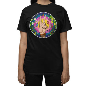 Hippie Peace T-Shirt, Hippie Floral T-Shirt, Flowers Shirts, Floral Apparel, Hippie Clothing, Hippie Clothes - Psychonautica Store