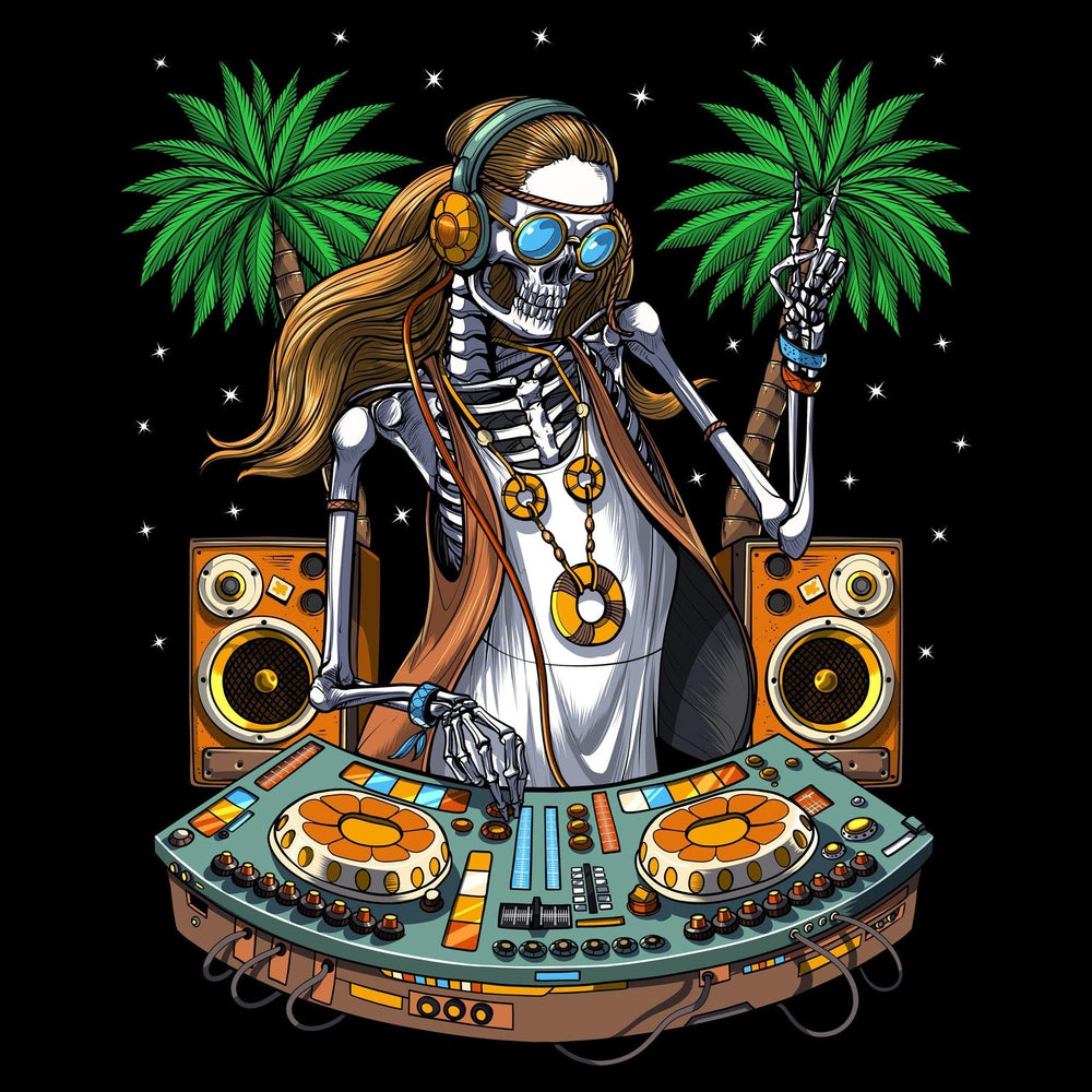 Skeleton Hippie, Hippie DJ, Psytrance Music DJ,Hippie Festival, EDM Music DJ, Hippie Synthesizer Player, Techno Disco DJ - Psychonautica Store