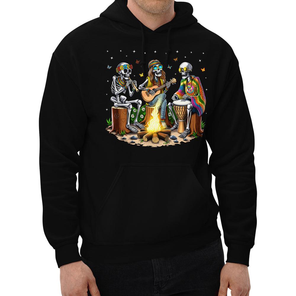 camping hoodie Hippie Skeletons Forest Camping Hoodie
