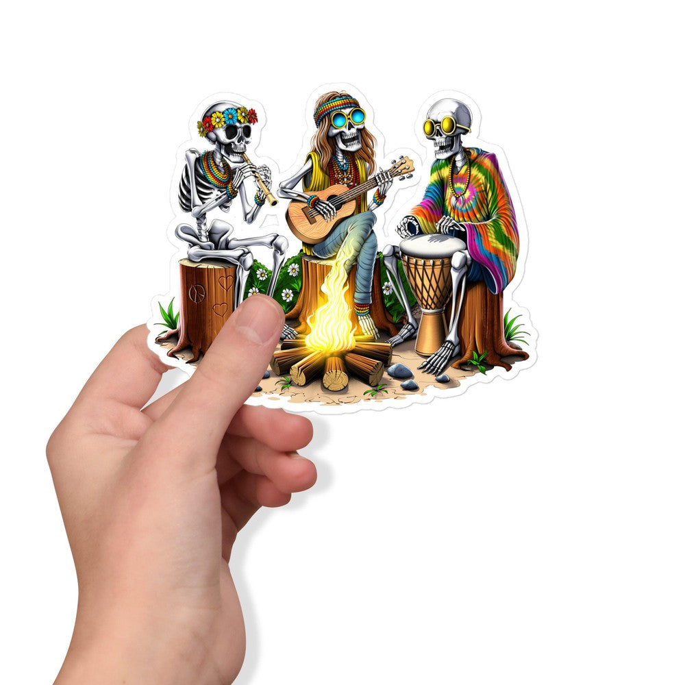 Hippie Sticker, Hippie Skeletons Sticker, Camping Sticker, Hippie Floral Sticker, Forest Sticker - Psychonautica Store