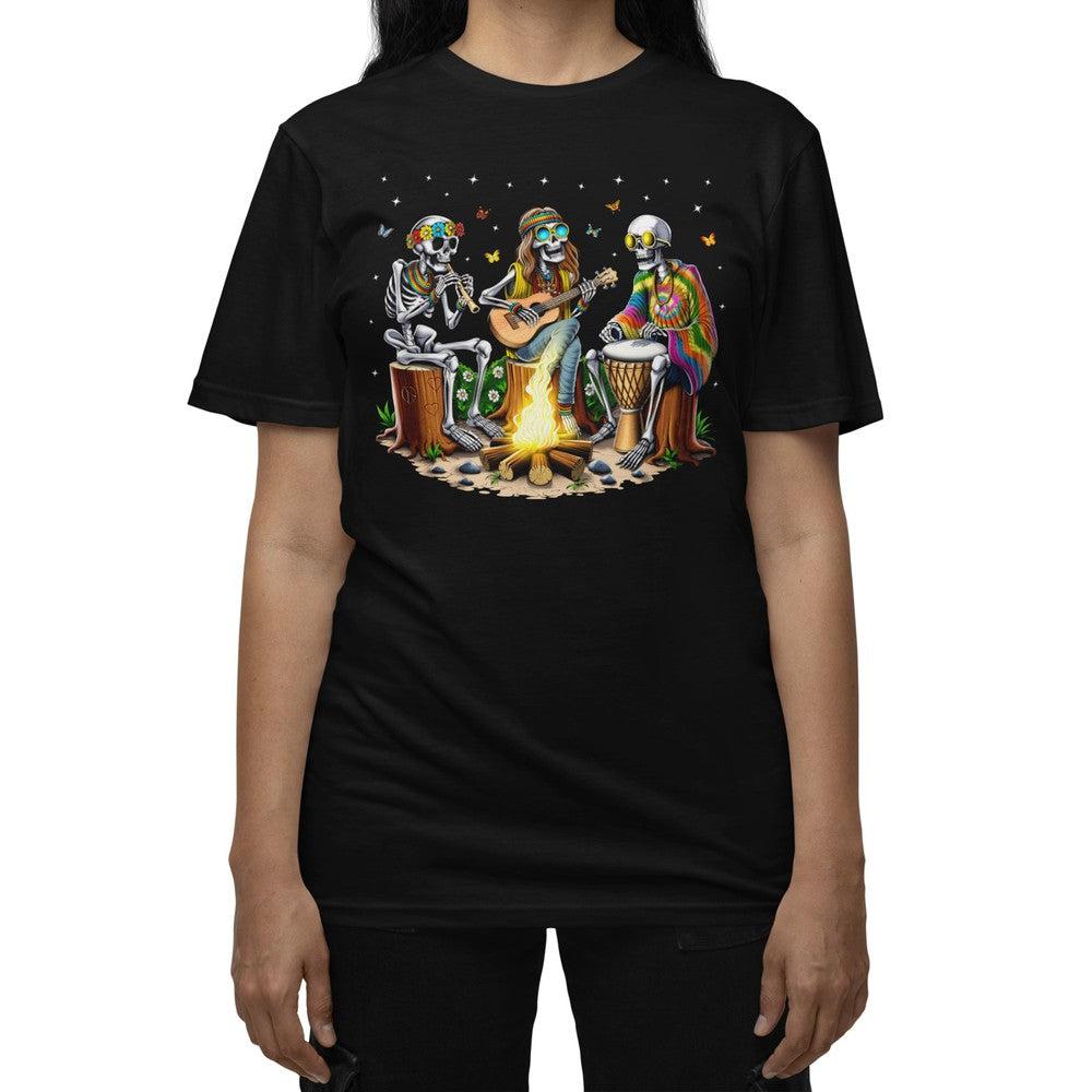 Hippie Skeletons Forest Camping Unisex T-Shirt