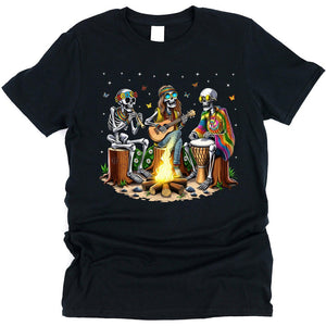 Hippie T-Shirt, Hippie Skeletons T-Shirt, Camping Shirt, Hippie Floral T-Shirt, Forest T-Shirt, Hippie Clothes, Hippie Clothes - Psychonautica Store