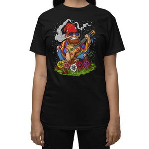 Gnome Playing Guitar T-Shirt, Forest Gnome Shirt, Gnome Hippie Shirt, Funny Stoner Shirt, Gnome Clothes, Hippie Unisex Shirt, Cottagecore Shirt - Psychonautica Store