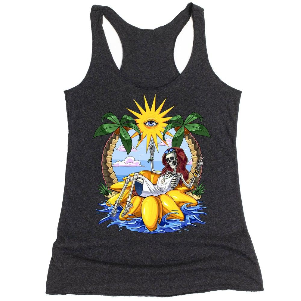 Hippie Skeleton Tank, Hippie Summer Tank Top, Psychedelic Skeleton Womens Tank, Hippie Clothing, Summer Vacation Tanks, Hippie Summer Beach Tank - Psychonautica Store