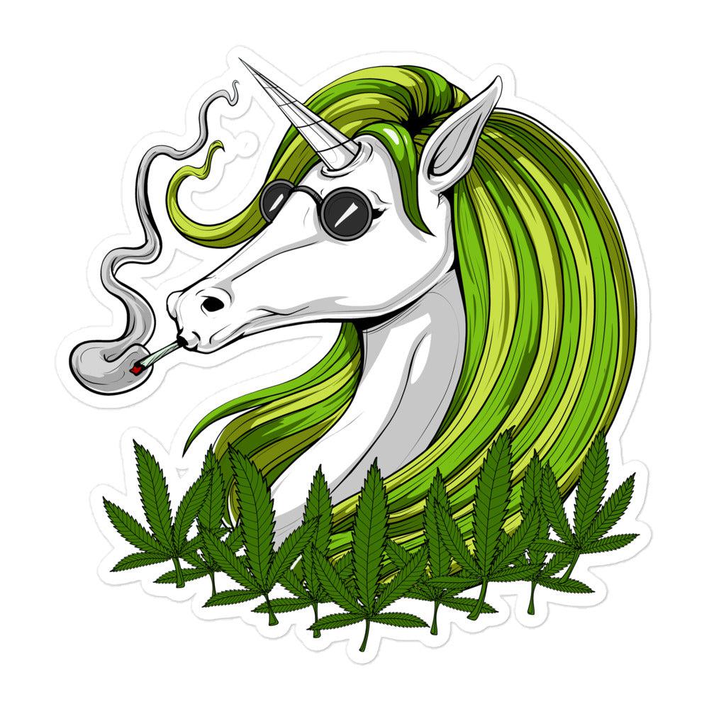 Unicorn Smoking Weed Sticker, Hippie Unicorn Sticker, Cannabis Stickers, Psychedelic Unicorn Sticker, Stoner Sticker, Hippie Decals - Psychonautica Store