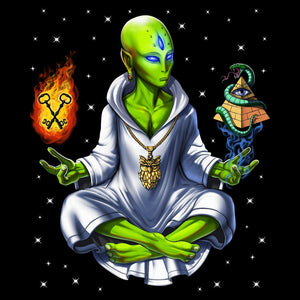 Psychedelic Alien, Illuminati Alien, Masonic, Conspiracy Theory, Alien Conspiracy, Alien Yoga, Trippy Alien, Alien Meditation - Psychonautica Store