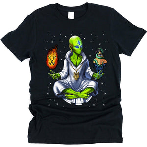 Psychedelic Alien T-Shirt, Illuminati Alien Tee, Masonic Shirt, Conspiracy Theory Shirts, Alien Conspiracy Shirt, Alien Meditation T-Shirt, Trippy Alien Tee, Alien Buddha Shirt - Psychonautica Store