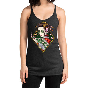 Japanese Geisha Womens Tank Top, Hippie Stoner Tank Top, Geisha Tank, Asian Geisha Clothing, Weed Hippie Clothes - Psychonautica Store