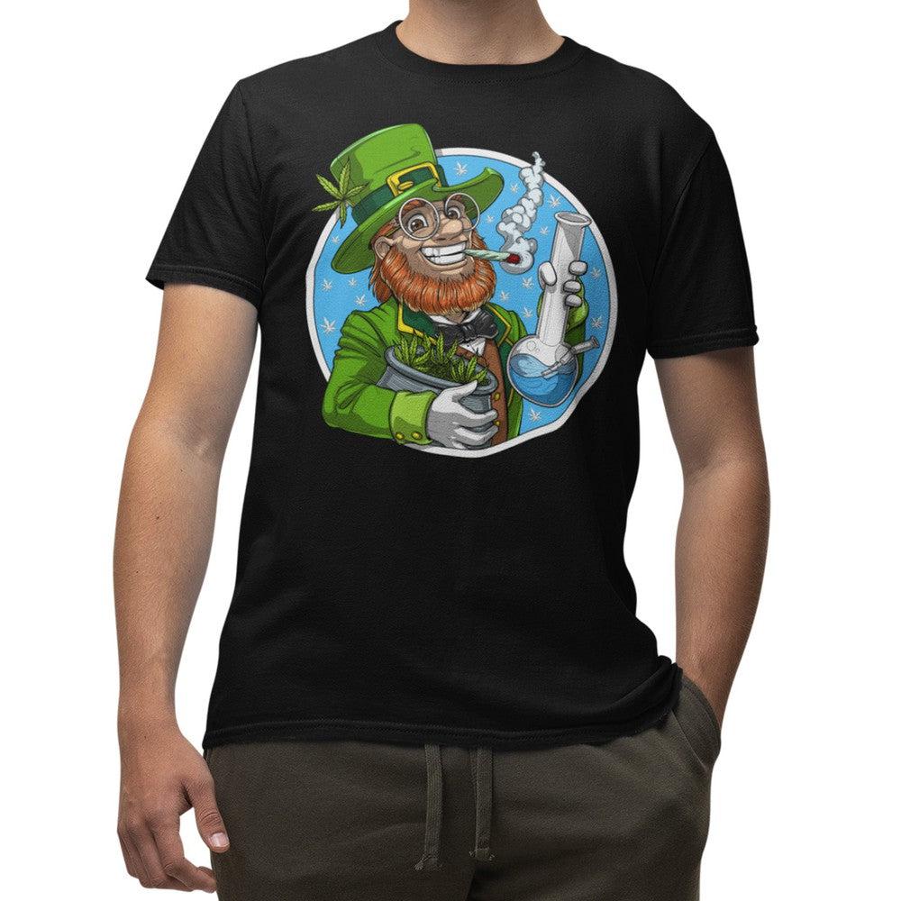 Leprechaun Weed T-Shirt, Leprechaun St Patrick Shirt, Leprechaun Smoking Cannabis T-Shirt, St Patricks Shirt, Funny Irish Man Shirt, Stoner Clothes, St Patricks Clothing - Psychonautica Store