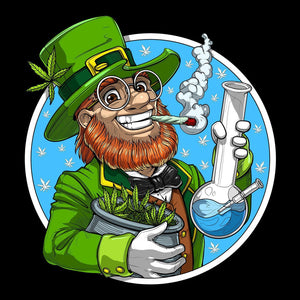 Leprechaun Smoking Weed, Leprechaun St Patrick Weed, Leprechaun Cannabis, St Patricks Weed, Irish Stoner, St Patricks Clothing - Psychonautica Store