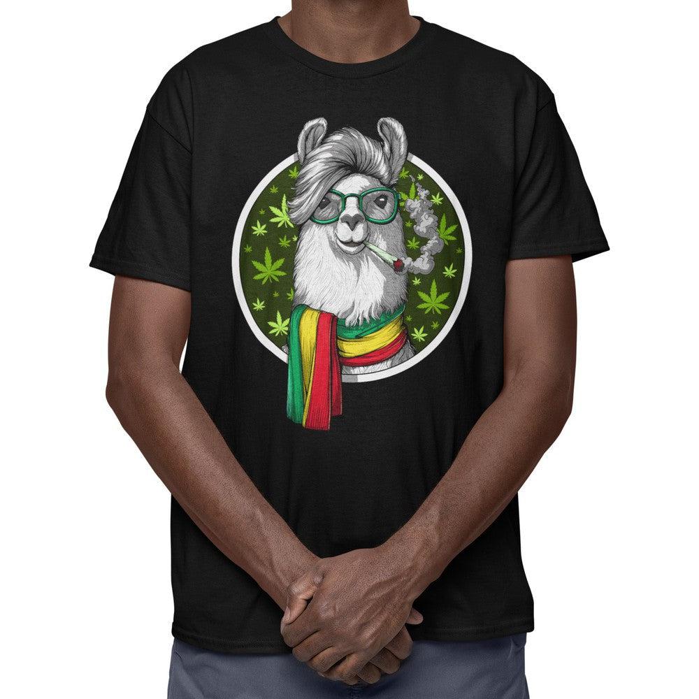 Llama Weed T-Shirt, Lama Smoking Weed Tee, Funny Stoner Shirt, Cannabis Clothes, Stoner Clothing, Rastafari Shirt, Hippie Clothes - Psychonautica Store