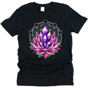 Lotus Flower T-Shirt, Yoga Lotus Shirt, Floral Hippie T-Shirt, Sacred Geometry Shirt, Yoga Lotus Shirt - Psychonautica