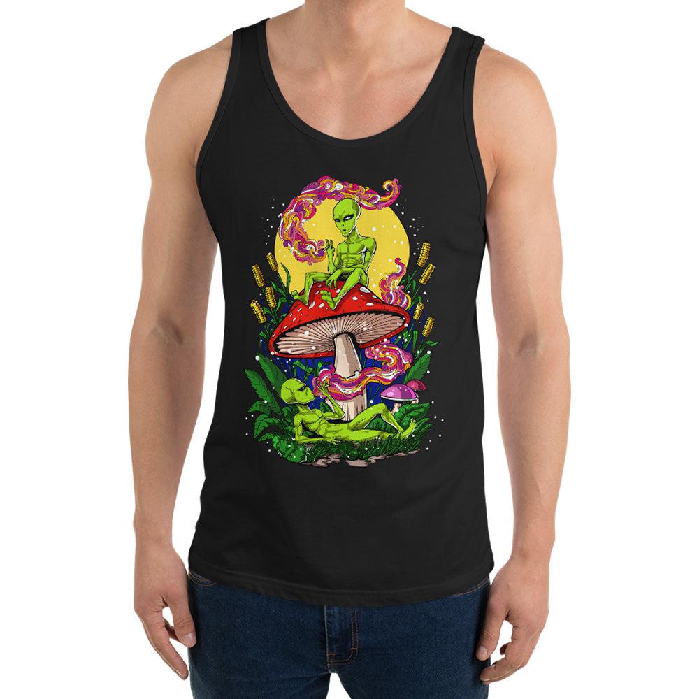 Magic Mushrooms Aliens, Psychedelic Aliens Tank, Alien Smoking Weed Tank, Psychedelic Clothes, Hippie Clothing, Stoner Clothes - Psychonautica Store