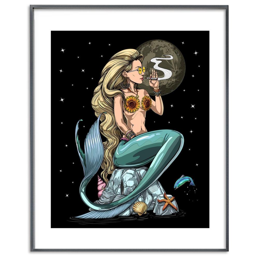 Mermaid Poster, Hippie Art Print, Stoner Poster, Stoner Gifts, Hippie Gifts, Fantasy Art Print - Psychonautica Store