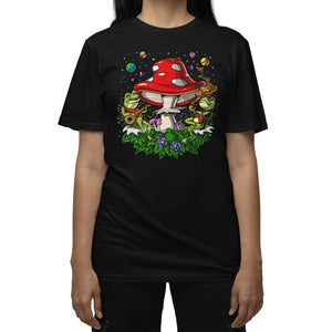 Cottagecore Mushroom Shirt, Magic Mushrooms Shirt, Psychedelic Forest T-Shirt, Goblincore T-Shirt, Amanita Muscaria Shirt, Frogs Clothing, Fantasy Forest Tee, Cottagecore Frog Shirt - Psychonautica Store