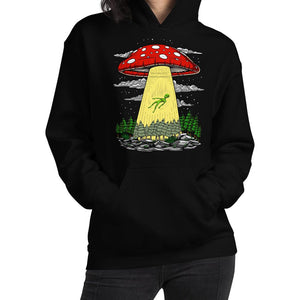 Mushroom Alien Abduction Hoodie, Alien Abuction Hoodie, Psychedelic Alien Hoodie, Hippie Mushroom Hoodie, Psychedelic Alien Hoodie, Alien UFO Hoodie - Psychonautica Store