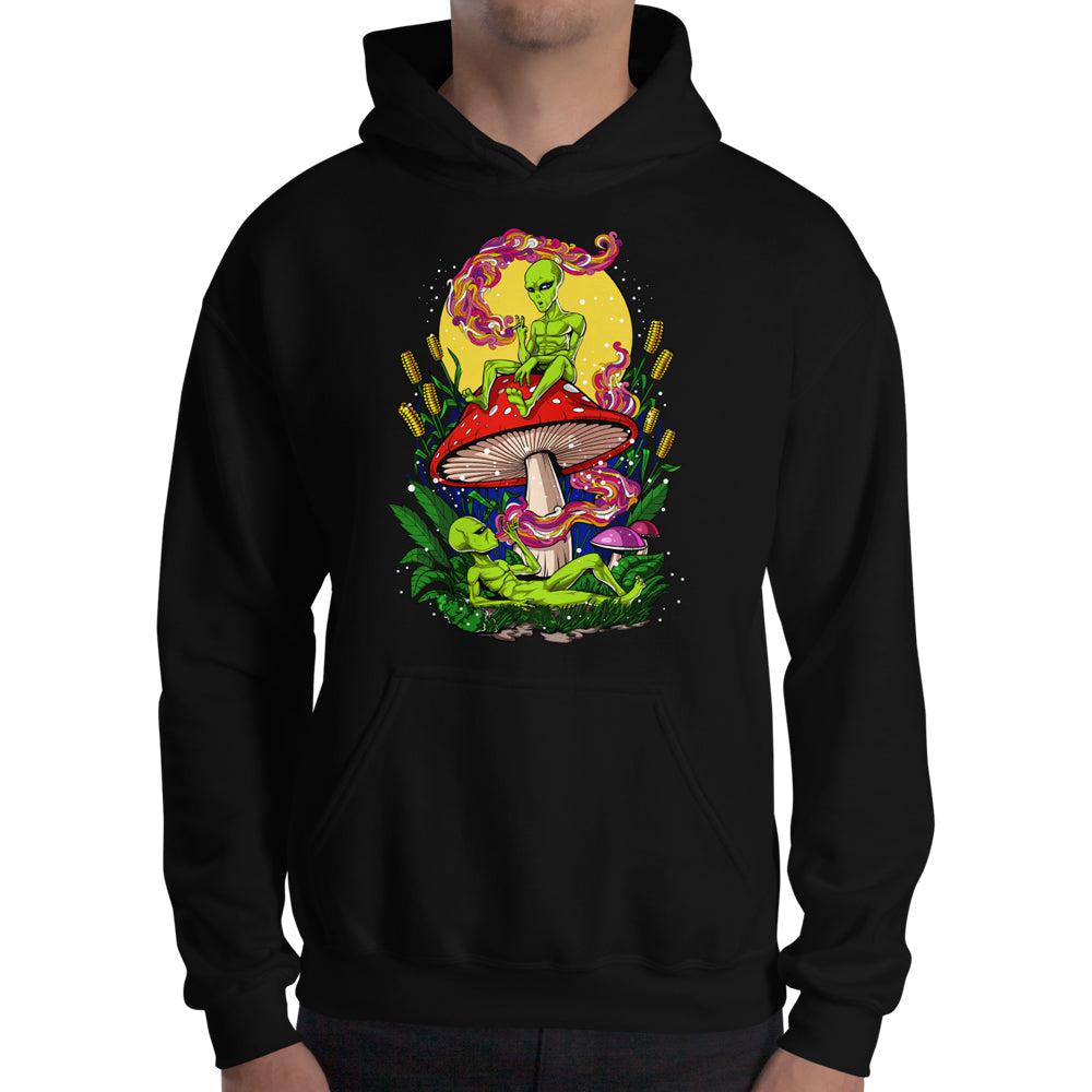 Magic Mushrooms Aliens Hoodie, Aliens Smoking Weed Hoodie, Psychedelic Hoodie, Stoner Hoodie, Hippie Hoodie, Psychedelic Sweatshirt - Psychonautica Store
