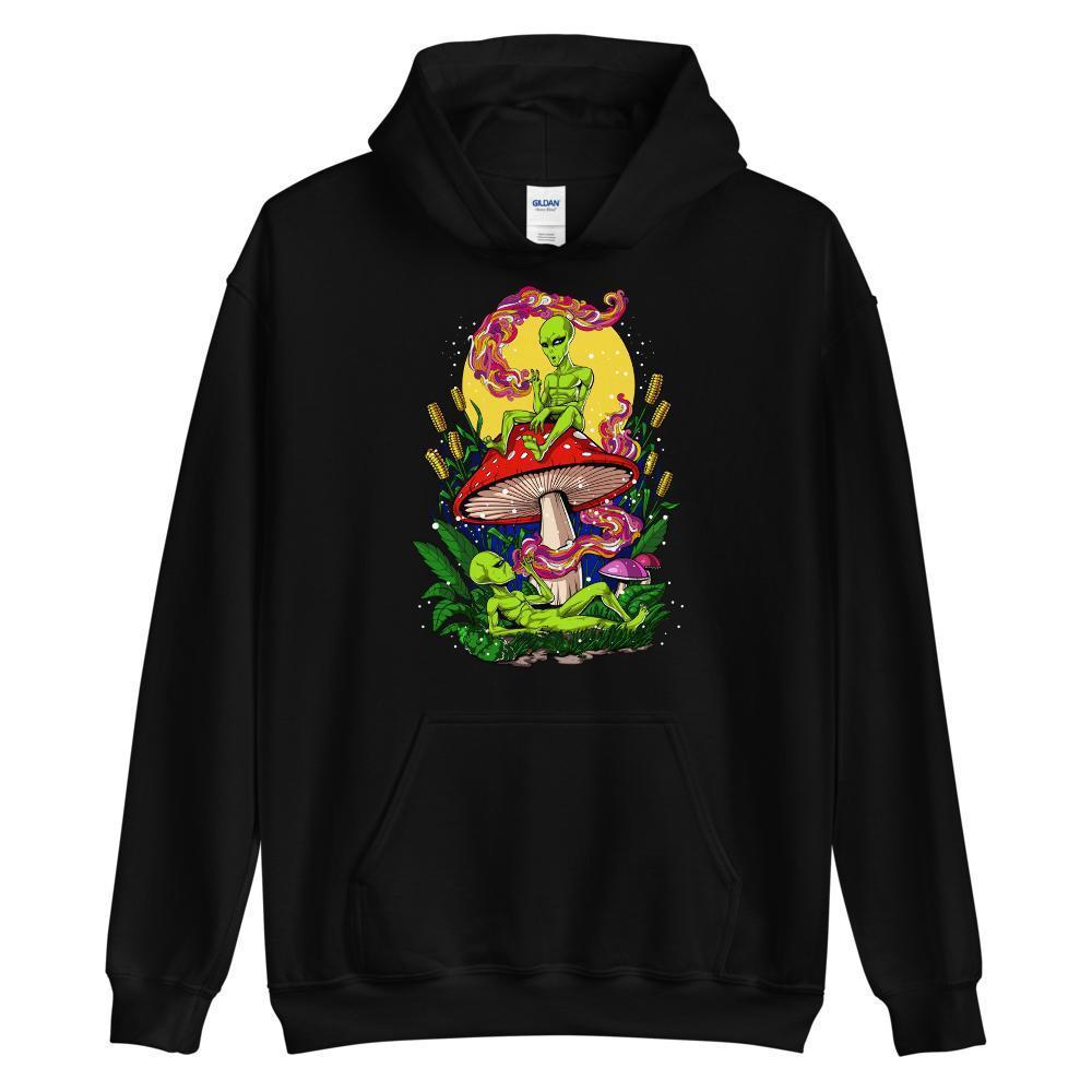 Magic Mushrooms Aliens Hoodie, Aliens Smoking Weed Hoodie, Psychedelic Hoodie, Stoner Hoodie, Hippie Hoodie, Psychedelic Sweatshirt - Psychonautica Store