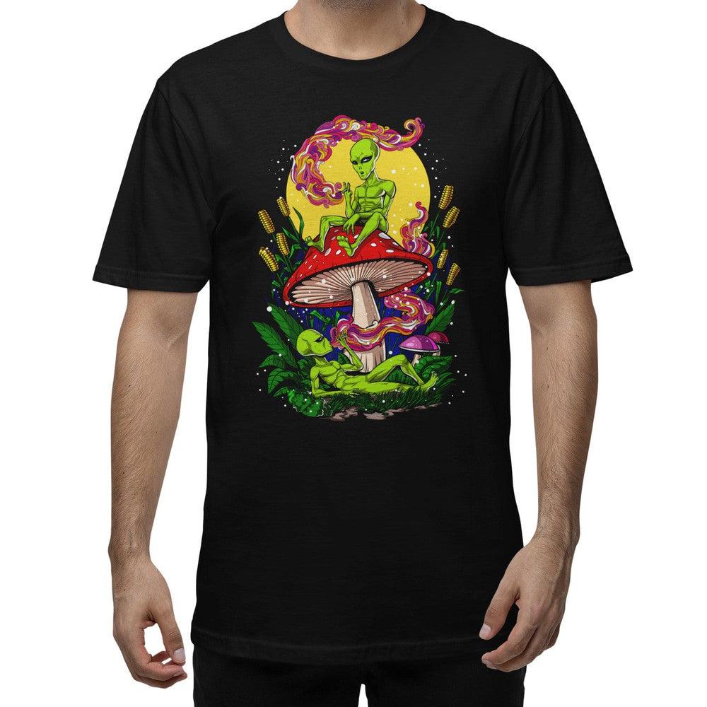 Mushroom Aliens Shirt, Alien Weed Shirt, Psychedelic Shirt, Mushroom Clothing, Stoner Clothes, Alien Clothing, Trippy Mushroom T-Shirt - Psychonautica Store