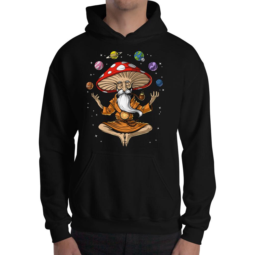 Magic Mushroom Buddha, Magic Mushrooms Hoodie, Mushroom Buddha Hoodie, Psychedelic Hoodie, Hippie Hoodie, Psychedelic Clothing, Festival Clothing - Psychonautica Store