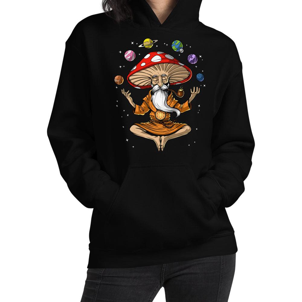 Magic Mushroom Buddha, Magic Mushrooms Hoodie, Mushroom Buddha Hoodie, Psychedelic Hoodie, Hippie Hoodie, Psychedelic Clothing, Festival Clothing - Psychonautica Store