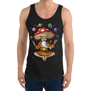 Mushroom Buddha Tank, Mushroom Yoga Tank, Hippie Tank Top, Psychedelic Tank, Hippie Mushrooms Tank - Psychonautica Store