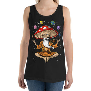 Mushroom Buddha Tank, Mushroom Yoga Tank, Hippie Tank Top, Psychedelic Tank, Hippie Mushrooms Tank - Psychonautica Store