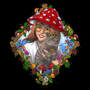 Mushroom Cat ,Hippie Mushroom, Cottagecore Mushroom, Magic Mushrooms, Amanita Muscaria, Fairycore - Psychonautica Store