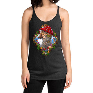 Hippie Tank Top, Mushroom Tanks, Mushroom Cat Tank, Cottagecore Tank, Magic Mushrooms Tank, Hippie Clothes, Hippie Clothing - Psychonautica Store