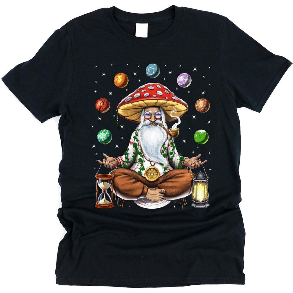 Magic Mushroom T-Shirt, Hippie Mushroom T-Shirt, Psychedelic Mushroom Shirt, Mushroom Meditation Shirt, Trippy Mushroom Shirt, Mushroom Yoga T-Shirt, Mushroom Shaman Shirt - Psychonautica Store