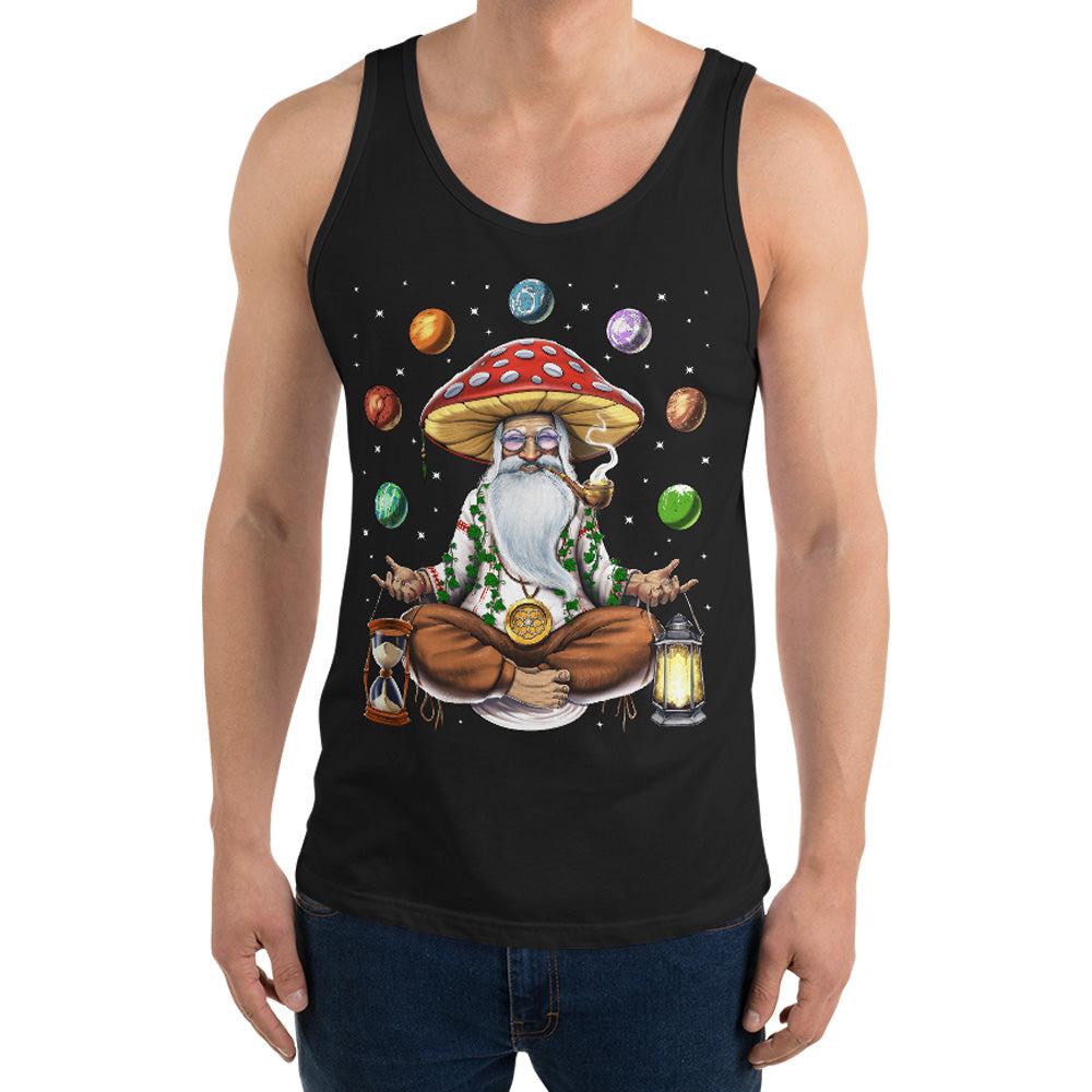 Magic Mushroom Tank Top, Hippie Mushroom Mens Tank, Psychedelic Mushroom Unisex Tank, Mushroom Meditation Tanks, Trippy Mushroom Clothes, Mushroom Yoga Clothing, Mushroom Shaman Tank - Psychonautica Store