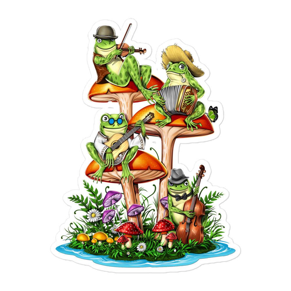 Mushroom Frogs Sticker, Trippy Forest Sticker, Mushroom Forest Sticker, Cottagecore Frogs Sticker, Funny Frogs Sticker, Fairycore Sticker, Cute Frog Sticker - Psychonautica Store